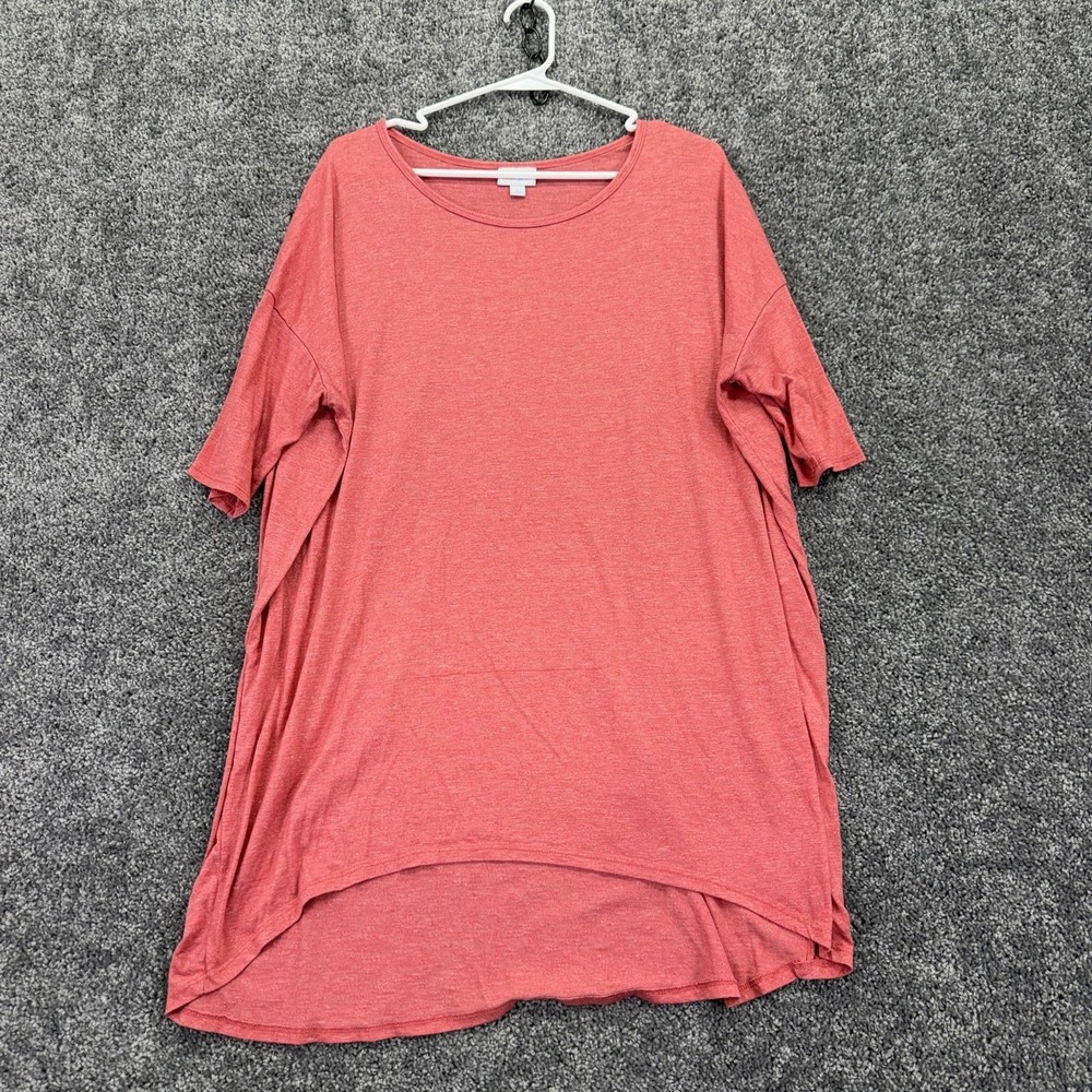 LuLaRoe Shirt Womens Large Pink Short Sleeve Scoop Neck High Low Tunic Casual